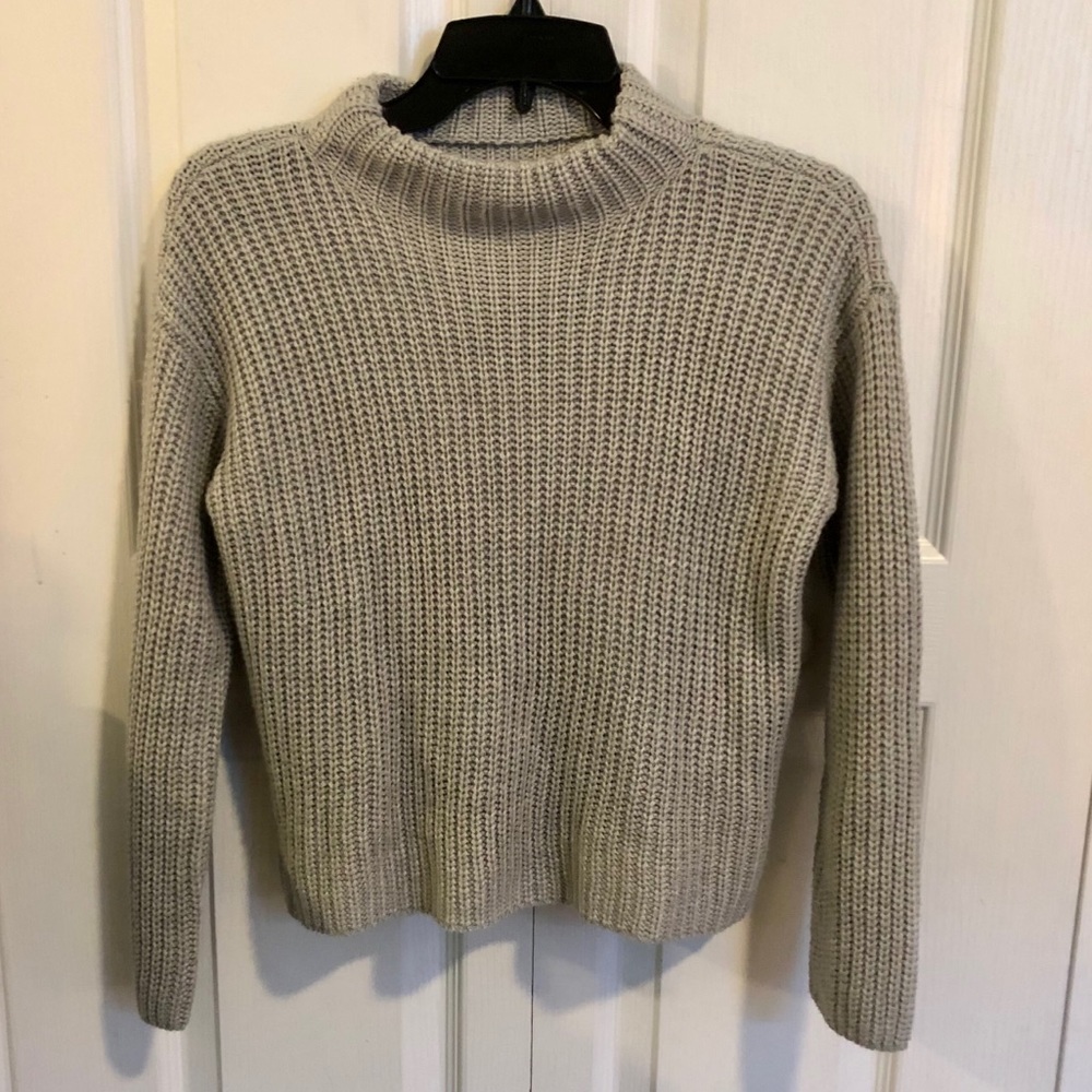 Gray Knitted Turtleneck Sweater